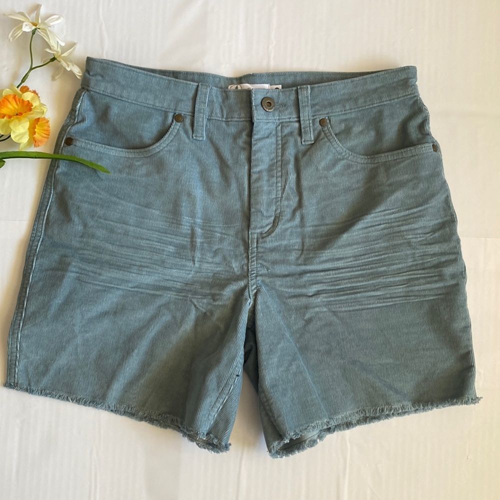 Women’s Casual Frayed Hem Shorts - Light Teal
